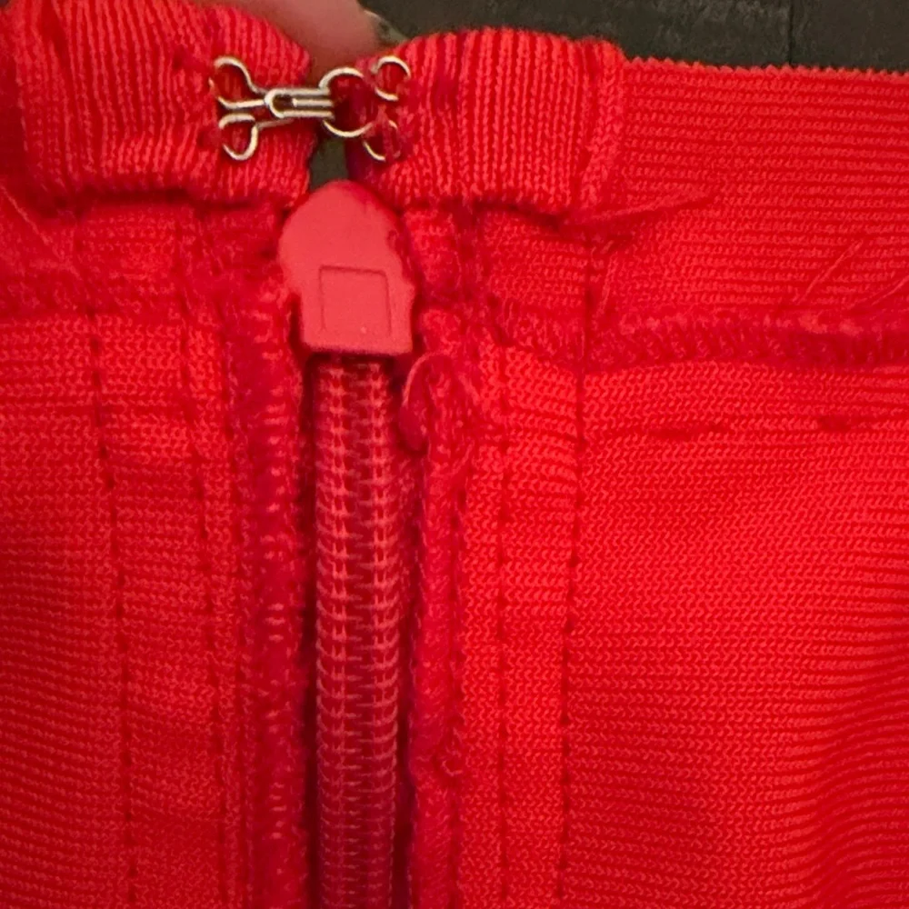 One-Shoulder Red Rhinestone Accent Dress - Picture 6 of 13